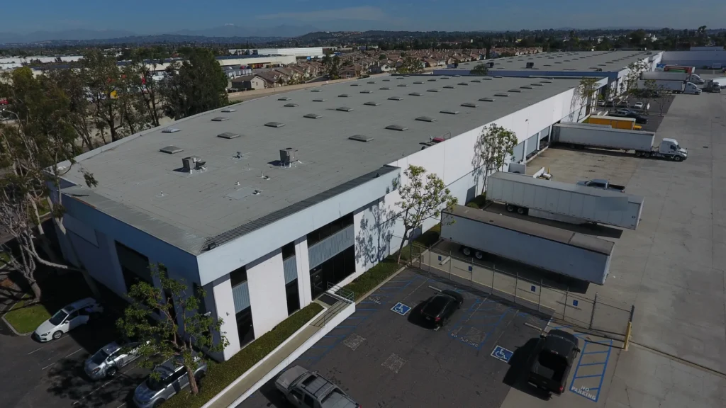 Aerial of an industrial building in Buena Park